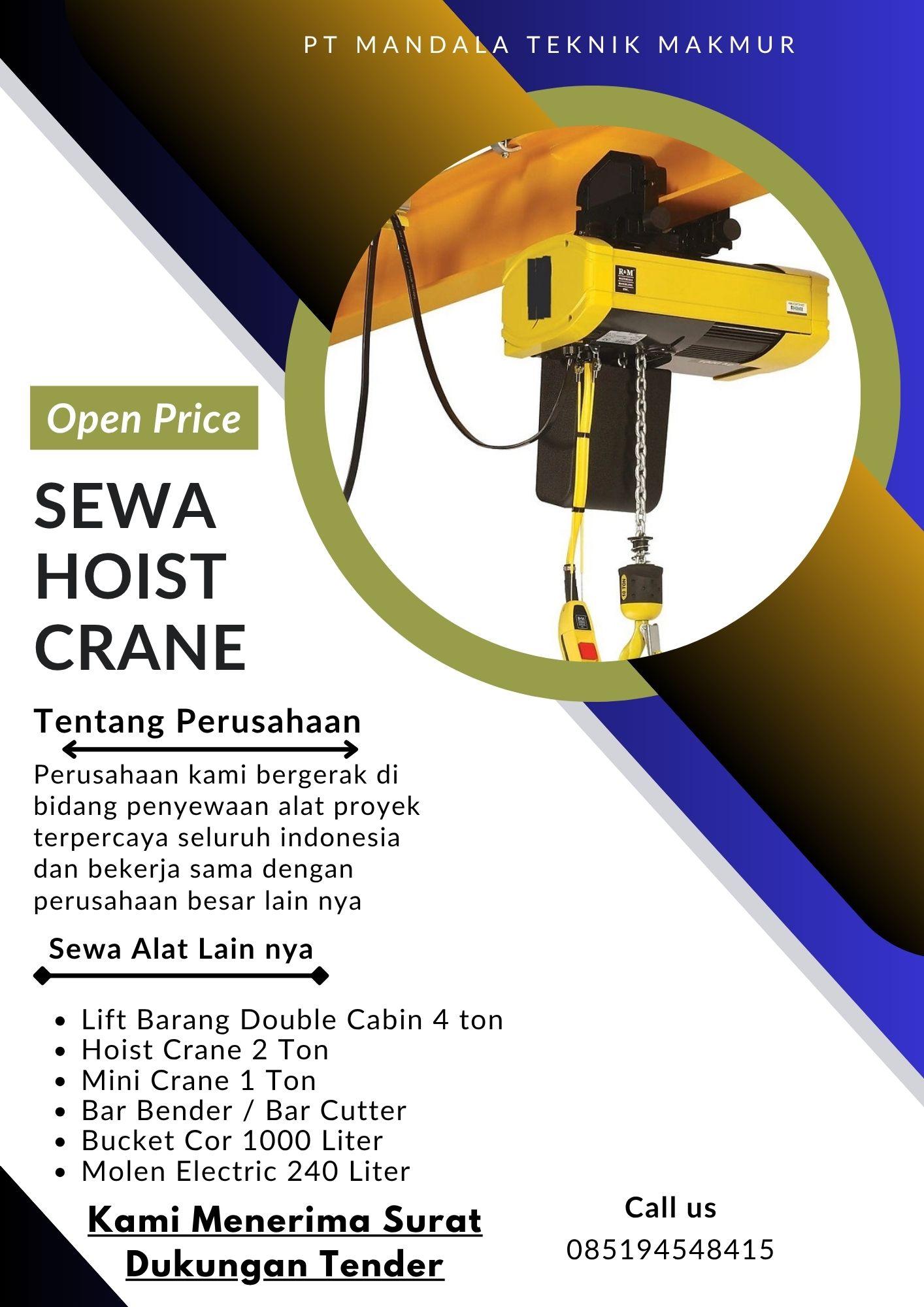 Rental Hoist Crane Kabupaten Bima