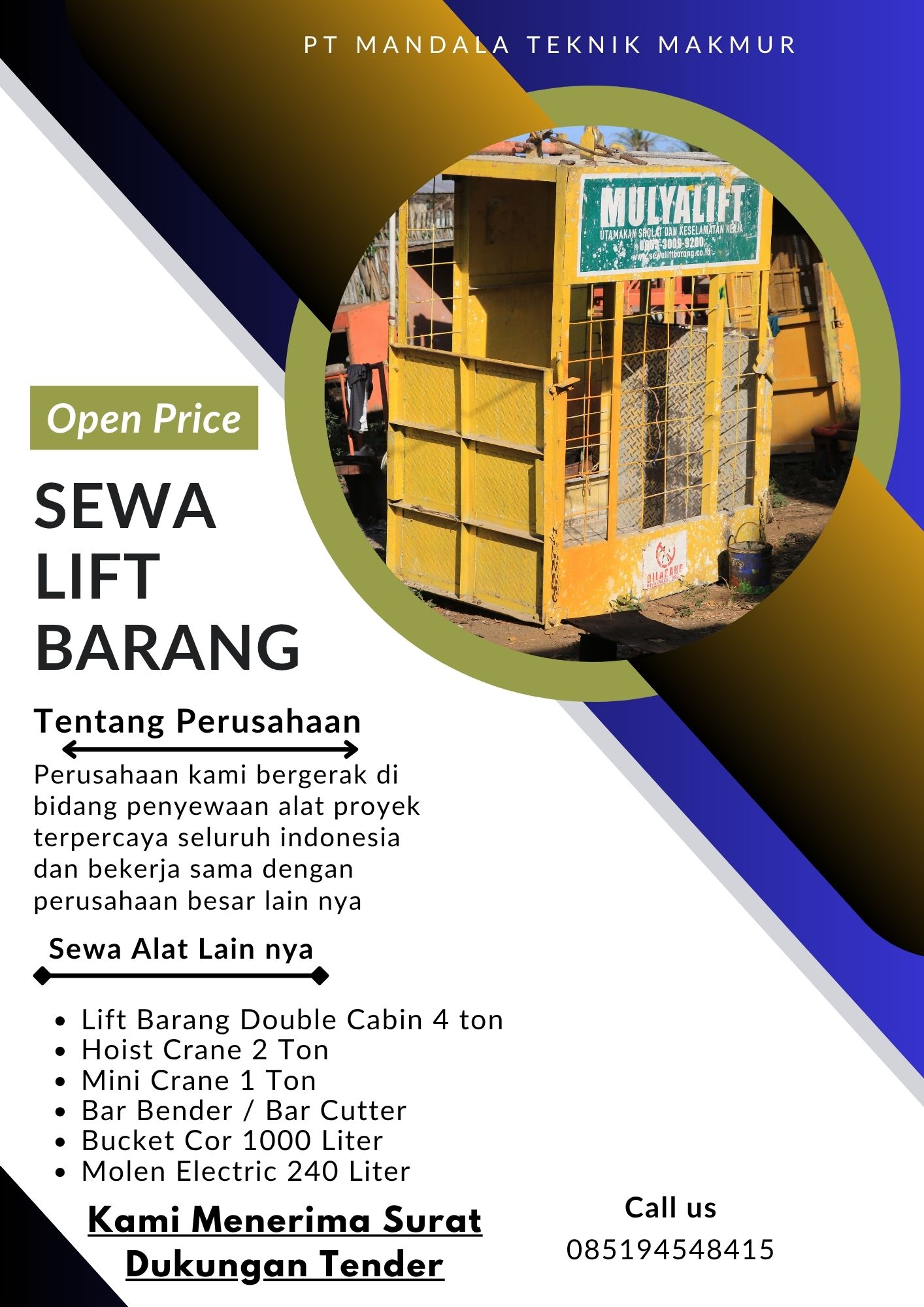 Rental Lift Barang Lombok Timur