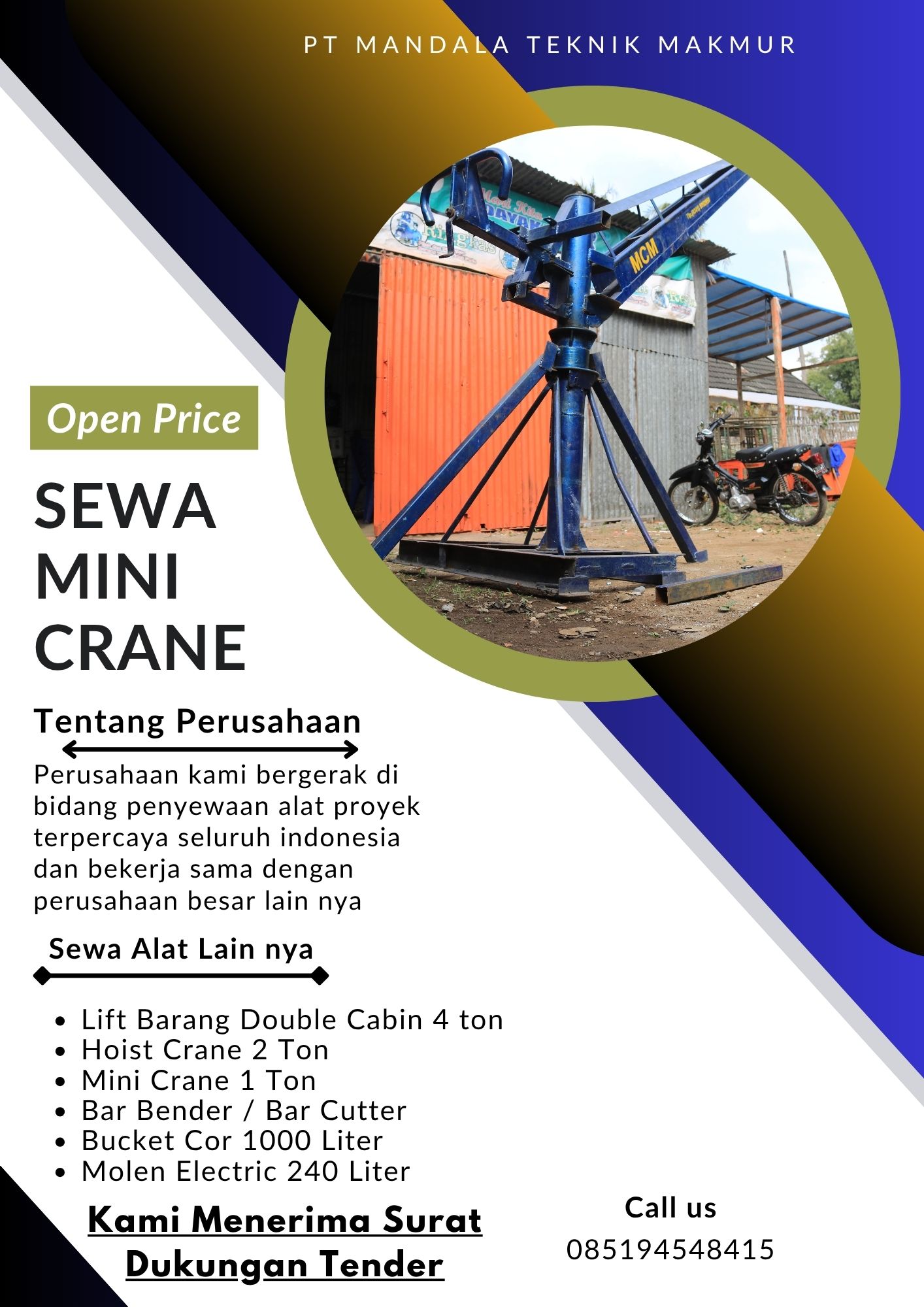 Rental Mini Crane Lombok Utara