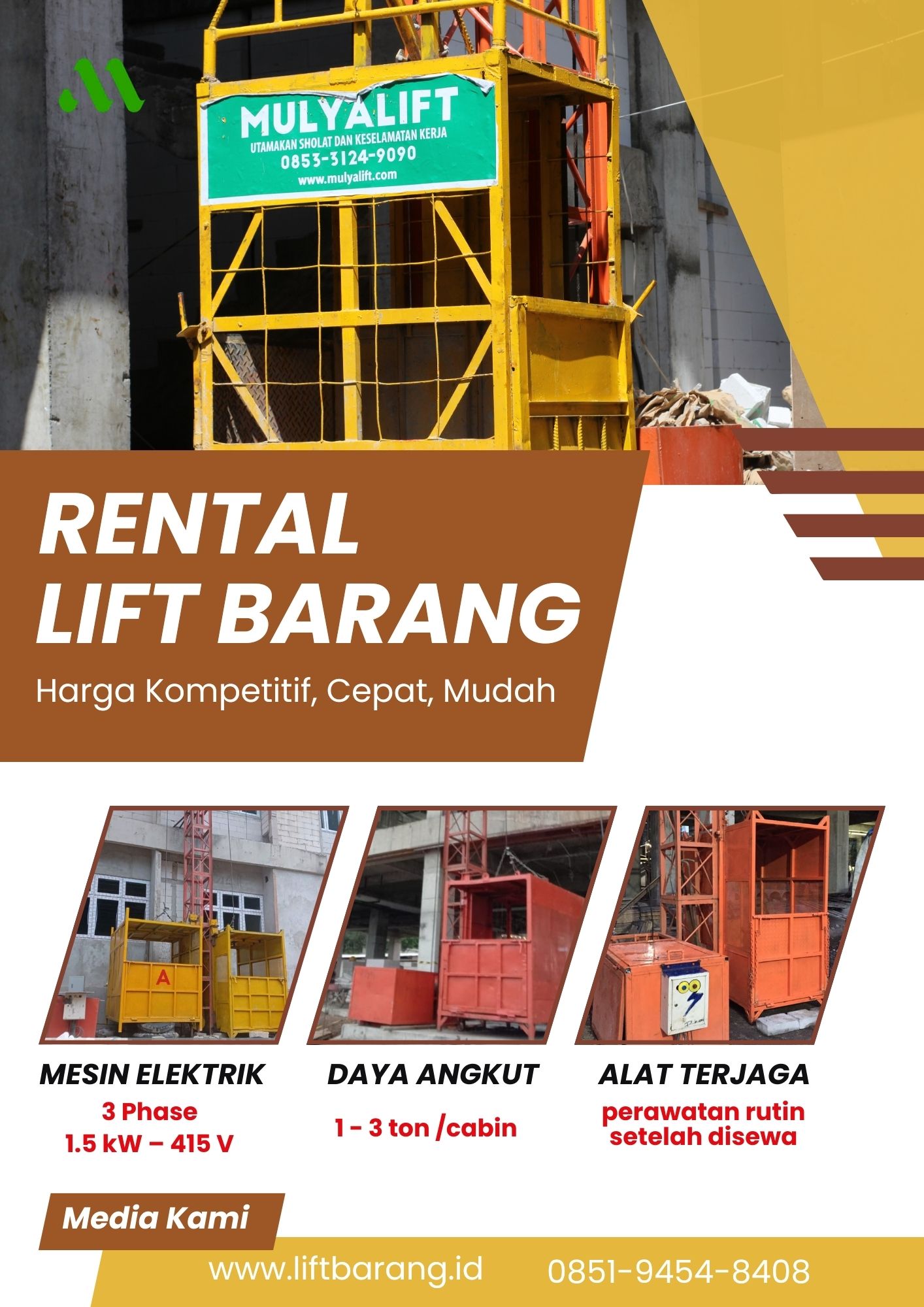 Rental Lift Barang Jakarta Pusat 1 – 3 ton terpecaya untuk proyek modern