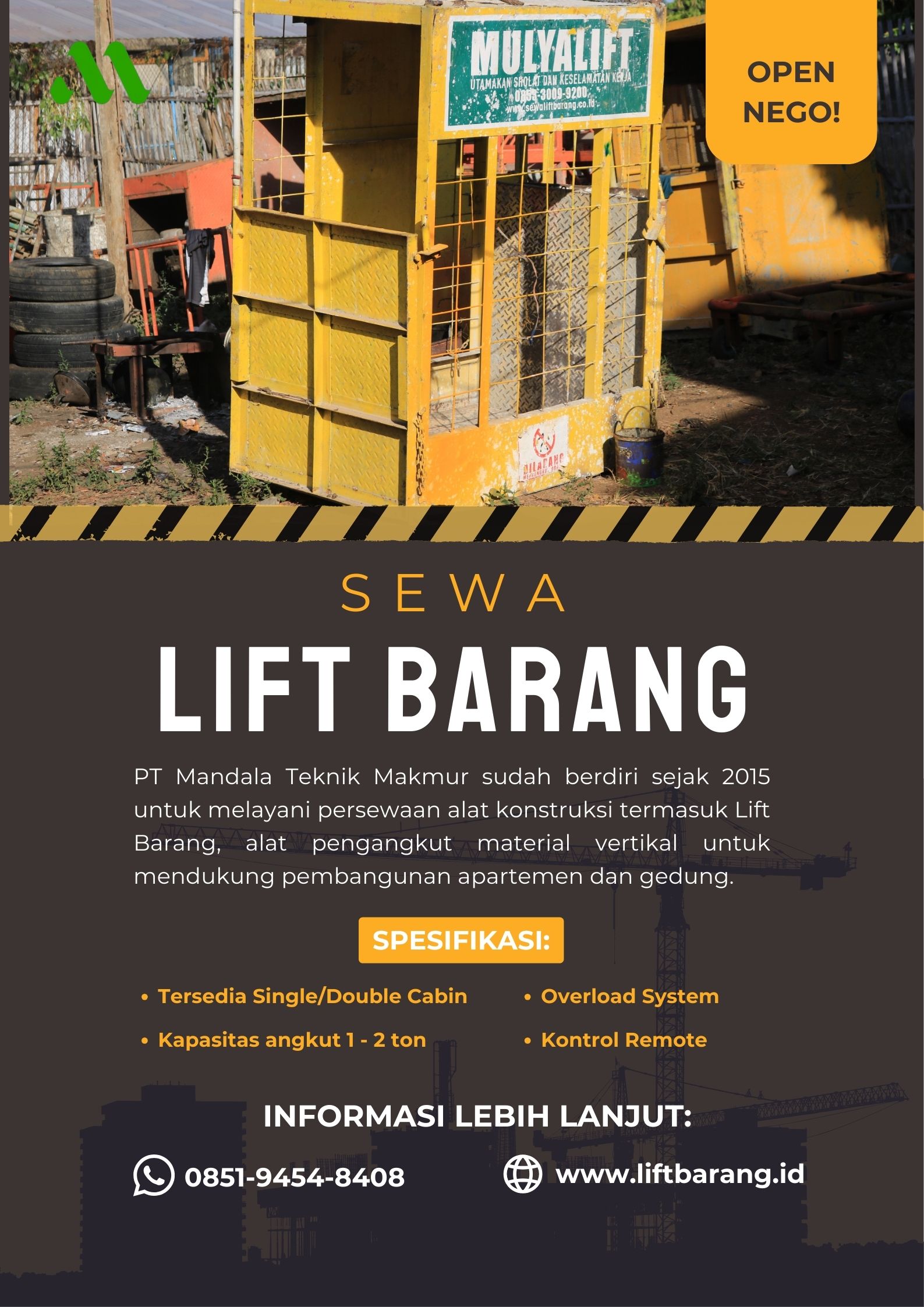 Sewa Lift Barang Berkualitas kota Denpasar WA: 0851-9454-8408