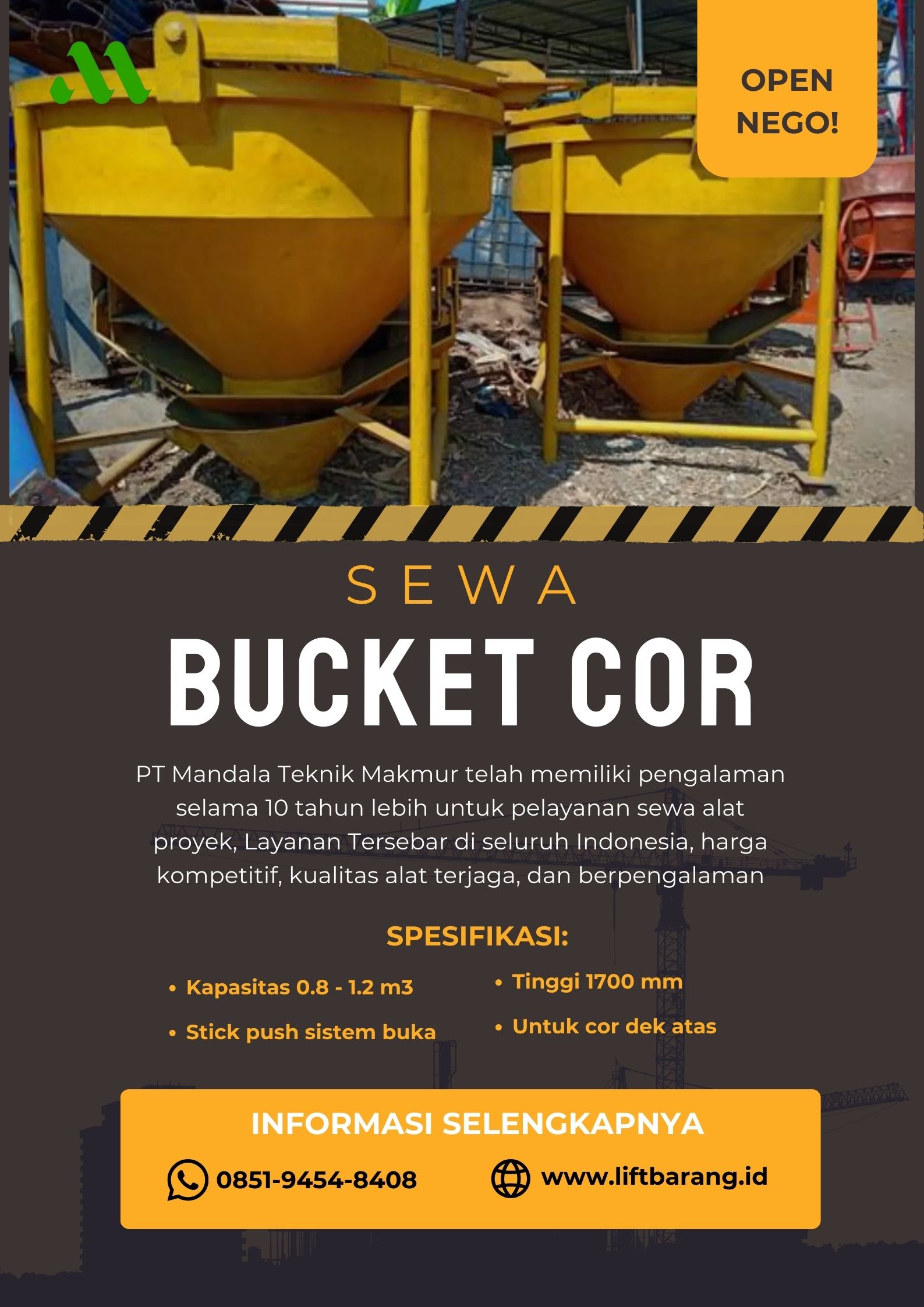 Layanan Sewa Bucket Cor Kota Gianyar WA: 0851-9454-8408