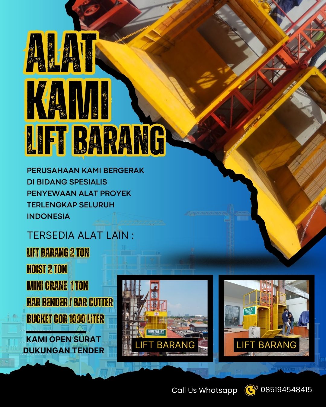 Rental Lift Barang Surabaya Pusat (Hubungi WA : 085194548415 Adi)